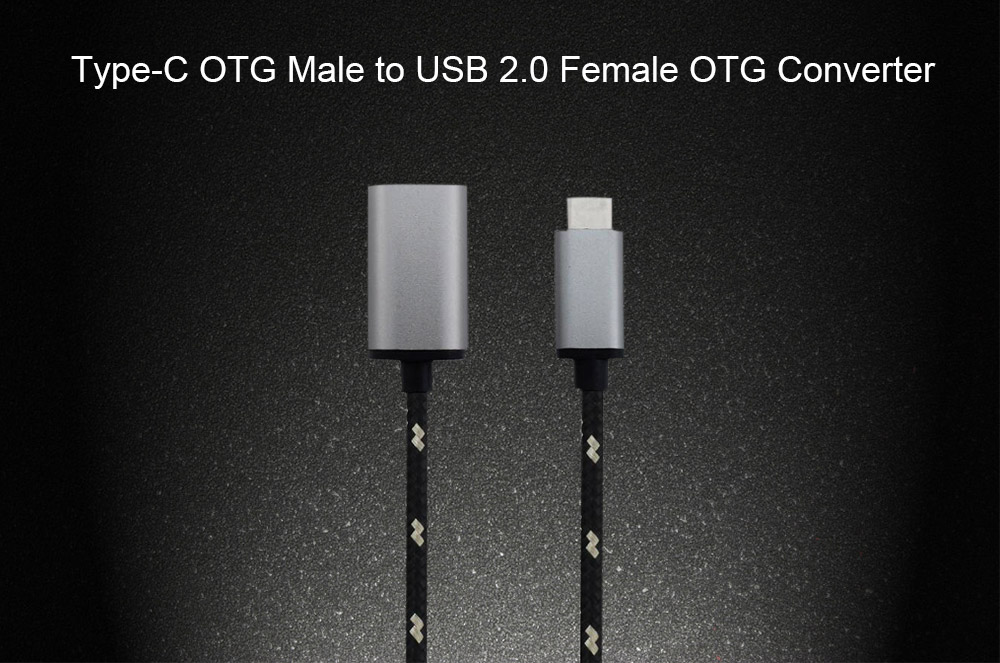 Type-C OTG Male to USB 2.0 Female OTG Adapter  - Black