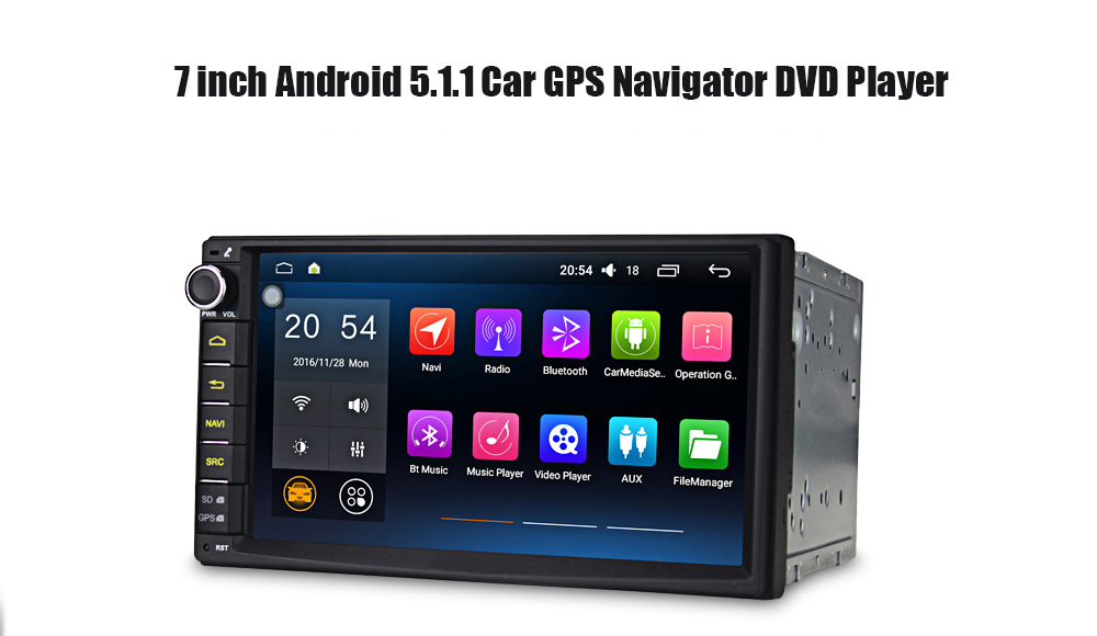 JOYOUS J - 2820HN Quad Core 7 inch Android 5.1.1 Car GPS Navigator DVD Player with Capacitive Touch Screen