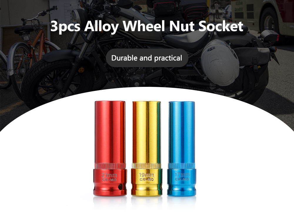 3pcs Alloy Wheel Nut Socket with Protective Sleeves