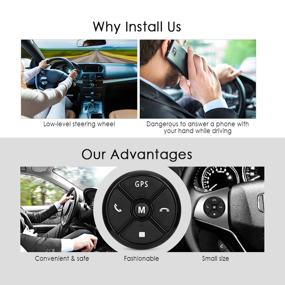 2PCSu00a0Universalu00a0Car Steering Wheel Controllers 10-key Control for GPS Navigation DVD Player