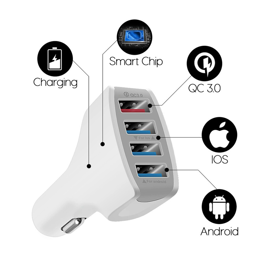 QC 3.0 Fast Car Car Charge 4 USB Multi-Function Car Phone Charger High-Power Car