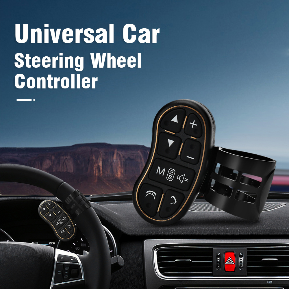 XJ - 1 Universal Car Steering Wheel Controller 8-key Control Blue Backlight for Phone / DVD Player